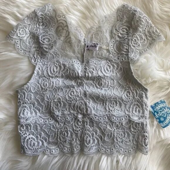 Free People Chase Me Lace Pullover Brami Crop Top Large NWT - Picture 4 of 4